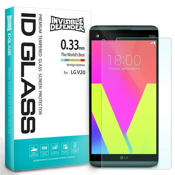 LG V20 Screen Protector - Invisible Defender Glass [0.33 mm TEMPERED GLASS] Ultimate Clear Shield, High Definition (HD) Quality, Anti-Scratch Technology