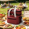 thumbnail image 5 of Insulated Lunch Bag, Double-Layer Thermal Lunch Box for Men Women, Large Capacity Portable Picnic Cooler, 9.4"X6.7"X10.6", Oxford Cloth, All-Day Freshness, for Work Travel Picnic., 5 of 6