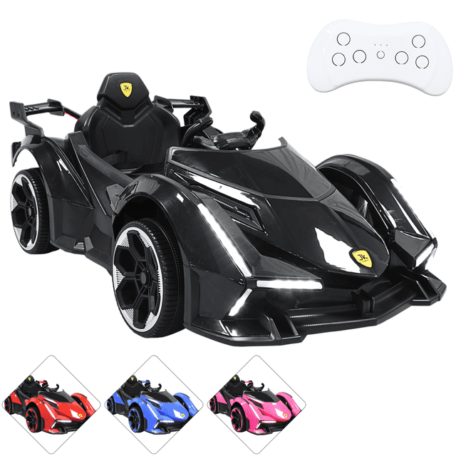 Montable Eléctrico para Niños Deportivo Lambo Luces Sonido Control Remoto Bluetooth Batería 12v - Negro