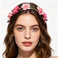 thumbnail image 3 of UNLLLL Silk Floral Headband, Ladies Flower Hair Hoop with Small Gesang and Rose, Soft Breathable Fabric Hairband, for Wedding Photography Party Travel Accessories (Rose Red), 3 of 6