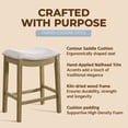 thumbnail image 6 of ROME + OAK Parker 26" Backless Saddle Kitchen Counter Stool, Natural Wood, Cream Fabric, 6 of 13
