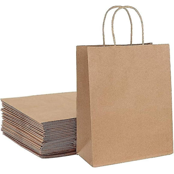30pcs Brown Paper Carrier Bags Gift Bags, Large Paper Sandwich Lunch Bags Food