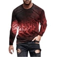 thumbnail image 2 of Blusas y camisas de manga larga con cuello redondo para hombre, blusa informal de manga larga con cuello redondo y estampado de rayas, blusa de poliéster para hombre, 2 of 5