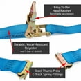 thumbnail image 6 of "TWO 2"" x 20' E Track Ratcheting Strap Heavy Duty Cargo TieDowns, Durable Blue Polyester Tie-Down Ratchet Straps, ETrack Spring Fittings, Tie Down Motorcycles, Trailer Loads, by DC Cargo Mall", 6 of 7