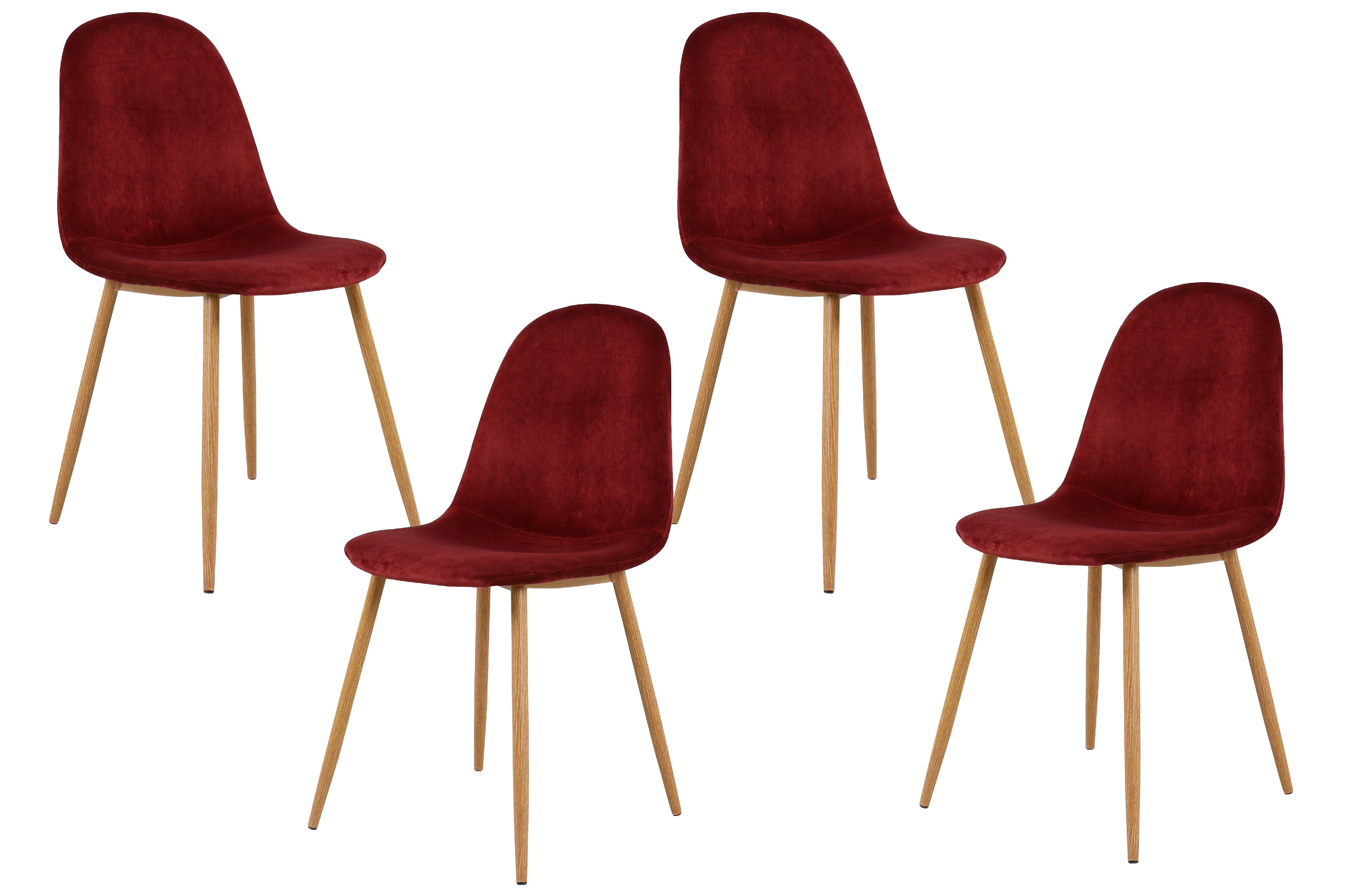 Best Master Furniture Morgan Velvet Side Chairs Set Of 4 Burgundy Walmart Com Walmart Com