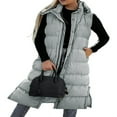 thumbnail image 1 of Women Long Winter Jacket  Sleeveless Hooded Zipper Closure Puffy Vest, 1 of 5