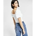 thumbnail image 3 of Bar III Women's Sweetheart Neckline Puff Sleeves Eyelet Wrap Top Bright White (Bright White, 2), 3 of 3