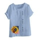 thumbnail image 4 of Vestidos Casuales Para Mujer, Blusas De Mujer De Moda Blusa informal de lino con botones y manga corta estampada para mujer, 4 of 4