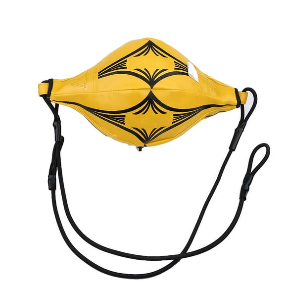 MMA Training Punch Bag Durable PU Leather Speed Boxing Bag Double End (Yellow)