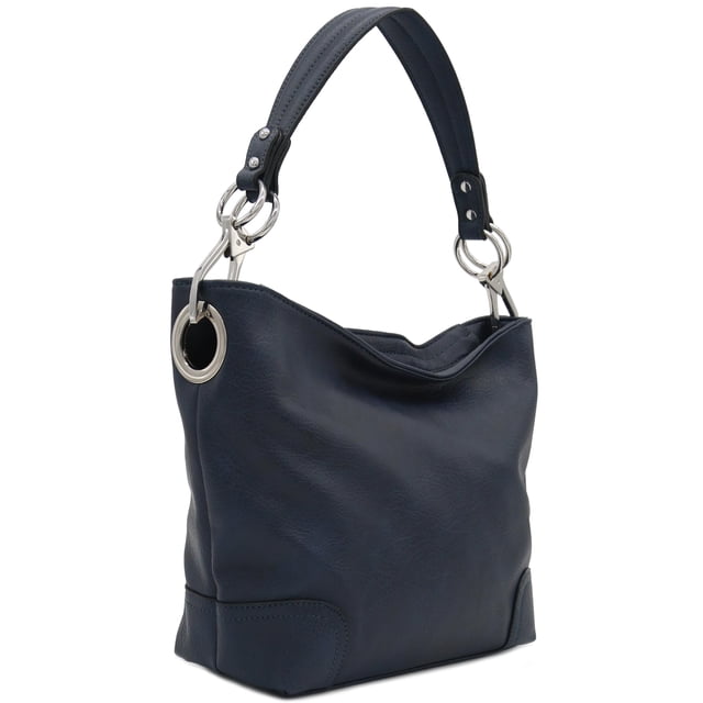 Bolso de hombro Hobo ALYSSA azul marino con herrajes Big Snap Hook