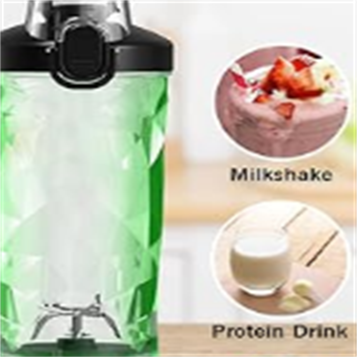Portable Blender Personal Juicer for Shakes and Smoothies - 20 OZ Electric Protein Shaker Bottle with Insulated Sleeve, Travel Lid, USB-C Rechargeable - Mini Small Blender Cup for Kitchen, Office,