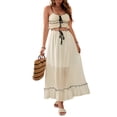 thumbnail image 2 of Summer 2 Piece Maxi Skirt Set for Women Y2k Tie Crop Top Flowy Dress Vacation Beach Outfit Color L, 2 of 9