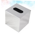 thumbnail image 2 of BESTYASH 1Ud Caja De Tejidos Para Hogar De Acero Inoxidable Plateada Con Soporte Para Pared, 2 of 8