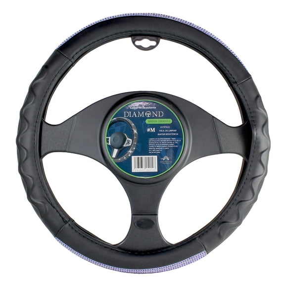 Funda Cubrevolante Diamante Azul Bling Línea Premium negro
