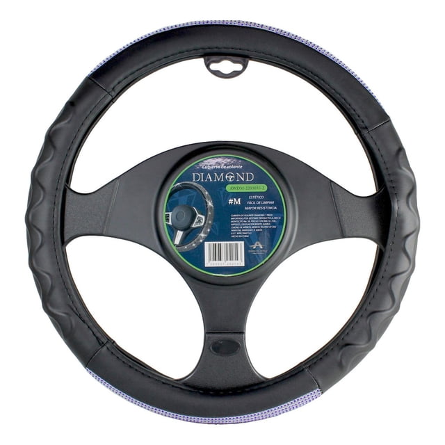 Funda Cubrevolante Diamante Azul Bling Línea Premium negro