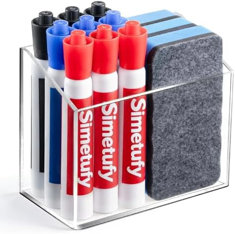 Tekola Magnetic Pen Holder, Magnetic Dry Erase Marker Holder, magnetic pen holder for refrigerator, whiteboard , Pens, Pencils, Non-slip Acrylic Magnetic Marker Holder- Transparent, 1 Pack