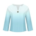 thumbnail image 5 of Linen Shirts for Women Long Sleeve Trendy V Neck T Shirts Plus Size Loose Tunic Fall Fashion Tops Summer Dressy Casual Woek Blouses Oversized Pull Over Gradient Graphic Tee Shirts Camisas Para Mujer, 5 of 5