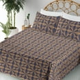 thumbnail image 3 of Ambesonne Abstract Fitted & Flat Sheet with Sham 3 Pcs Set, Triangles Stripes Lines, Twin, Indigo and Almond, 3 of 5