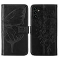 thumbnail image 2 of SaniMore Case for Samsung Galaxy A15 (2023), PU Leather Skin with Luxury Embossed Butterfly [Wrist Strap & Card Slots & Flip Kickstand] Full-body Shockproof Business Wallet Cover, Black, 2 of 10