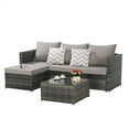 thumbnail image 6 of Aukfa Outdoor Patio Furniture Set - L shape Wicker Sectional Sofa with Coffee Table - Light Gray Cushions, 6 of 9