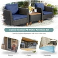 thumbnail image 6 of YYAo Garden Conversation Table Set, Conversation Loveseat Chairs Set, 3 Pieces Patio Rattan Bistro Furniture Set with Wooden Table Top-Navy, 6 of 7
