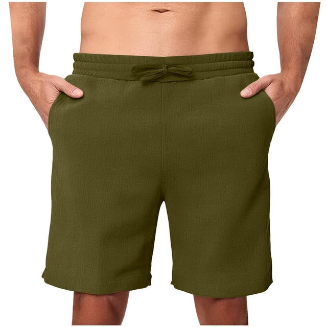 ohmzyzo Men's Shorts 5 Inch Inseam Drawstring Elastic Waist Lightweight Casual Summer Beach Shorts with Pocket