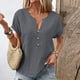 thumbnail image 2 of Vestidos Casuales Para Mujer, Blusas De Mujer De Moda Blusa informal de lino con cuello en V y manga corta con capucha para mujer, 2 of 6
