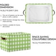 thumbnail image 3 of 2 Pack Fabric Storage Basket Green Checked Closet Storage Bins with Handles Foldable Baskets for Shelves Toy Organizer Home Office Decor Gifts, 3 of 7
