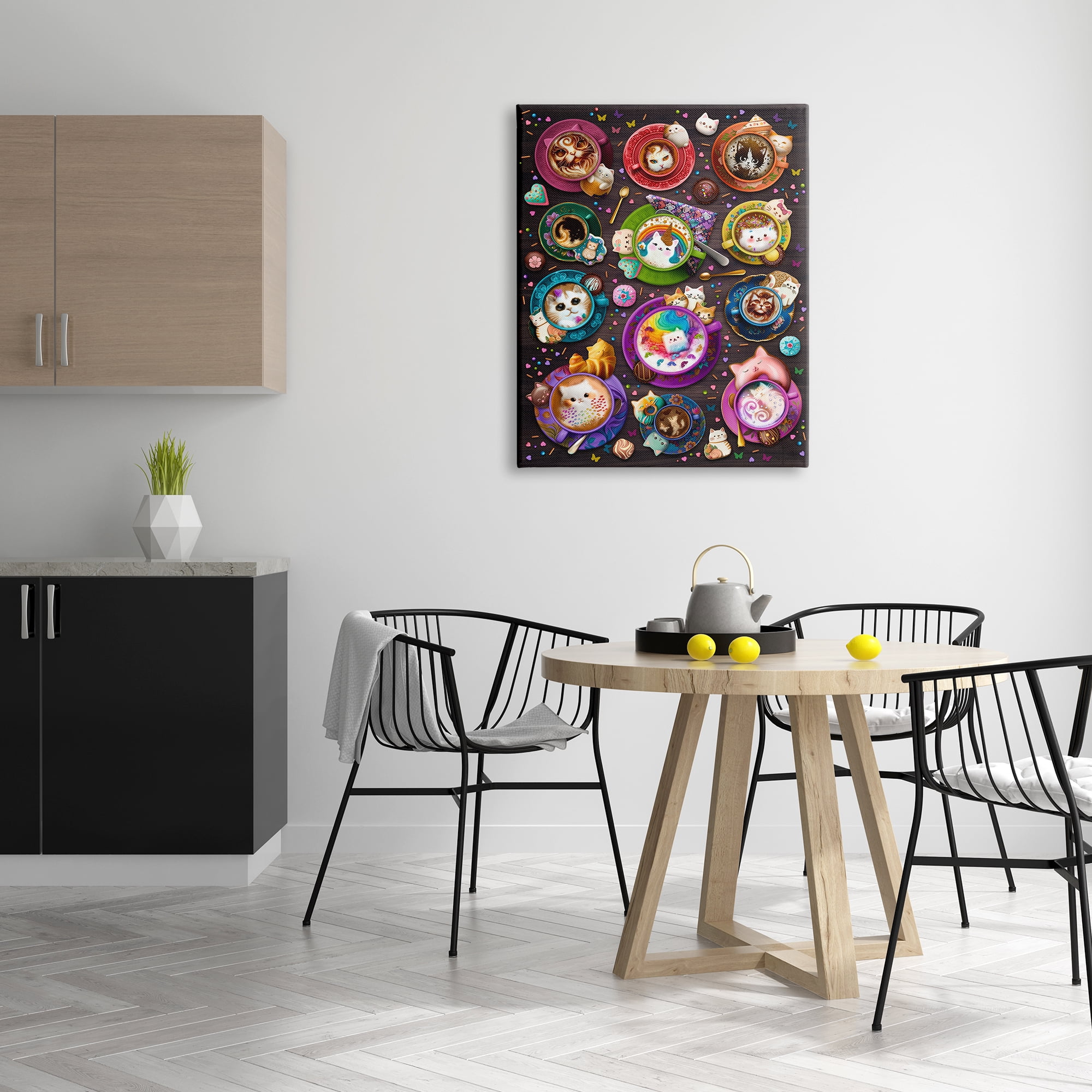 Stupell Industries Cat Lattes & Coffee Food & Beverage Painting Gallery Wrapped Canvas Art Print Wall Art, 30 x 40