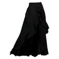 thumbnail image 3 of Bibifish Women's Pants Solid Color High Waisted Ruffle Hem Wide Leg Long Pants Flowy Casual Trousers Loose Fit Elegant Trousers With Pockets, 3 of 3