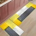 thumbnail image 3 of Kitchen Rugs Sets 2 Piece Floor Mats Grey and Yellow Street Art Abstract Design Square Theme Doormat Non-Slip Rubber Backing Area Rugs Carpet Inside Door Mat Pad Sets-15.7" x 23.6"+15.7" x 47.2", 3 of 6