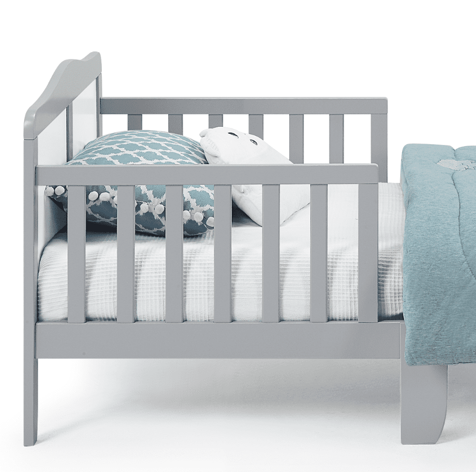 Olive & Opie Birdie Toddler Bed, Light Gray/White Finish