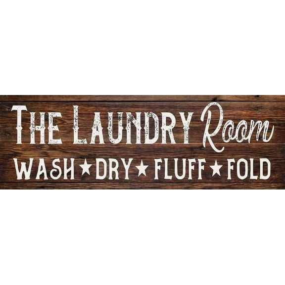 The Laundry Room Distressed Wash Dry Fluff Fold Rustic Looking Wood Sign Wall D?cor Gift 6 x 18 Wood Sign B3-06180028021