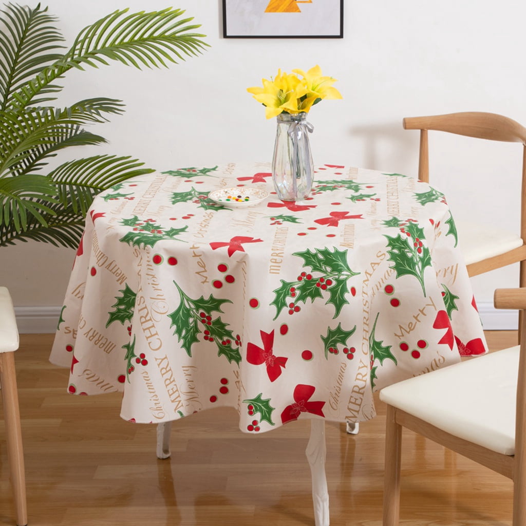 Ray Star Vinyl Party Tablecloths 60in Spring Tablecloth Plastic Picnic Outdoor and Camping Waterproof Oilcloth Table Cover for Round Tables
