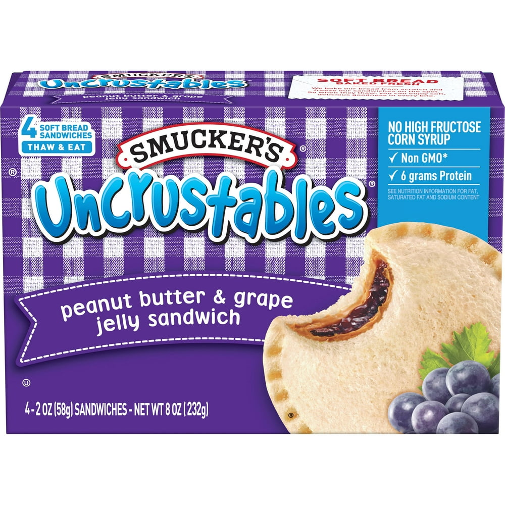 Smucker's Uncrustables Peanut Butter & Grape Jelly Sandwich, 4Count