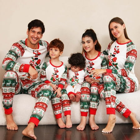 

Herrnalise Christmas Pajamas For Family Woman Christmas Fashion Cute Fawn Snow Print Top Pants Suit Family Parent-child Wear Mom Matching Christmas Pjs For Family Red-Mom