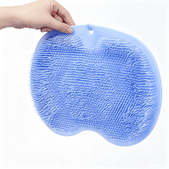 HKquanlin Shower Foot Scrubber Mat with Suction Cups, Non-Slip Back Scrubber Bath Pad, Blue