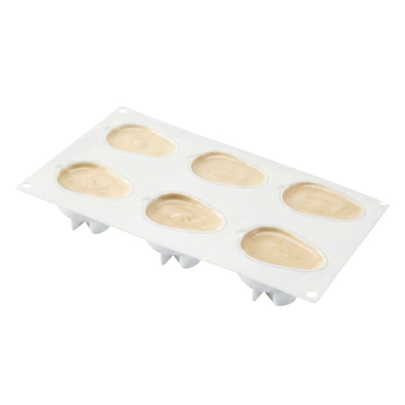 Restaurantware-Pastry Tek 6 Cavities Chocolate Bunny Mold, 1 Oven-Ready Easter Candy Mold - Flexible, Freezable, White Silicone Bunny Pan, Easy Release, For Baking