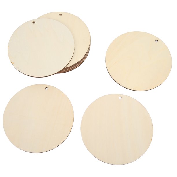 Colgante redondo con agujero redondo de madera para bricolaje colgante redondo con agujero redondo de madera con textura de madera estilo rústico para Material auxiliar Manual ANGGREK Otros