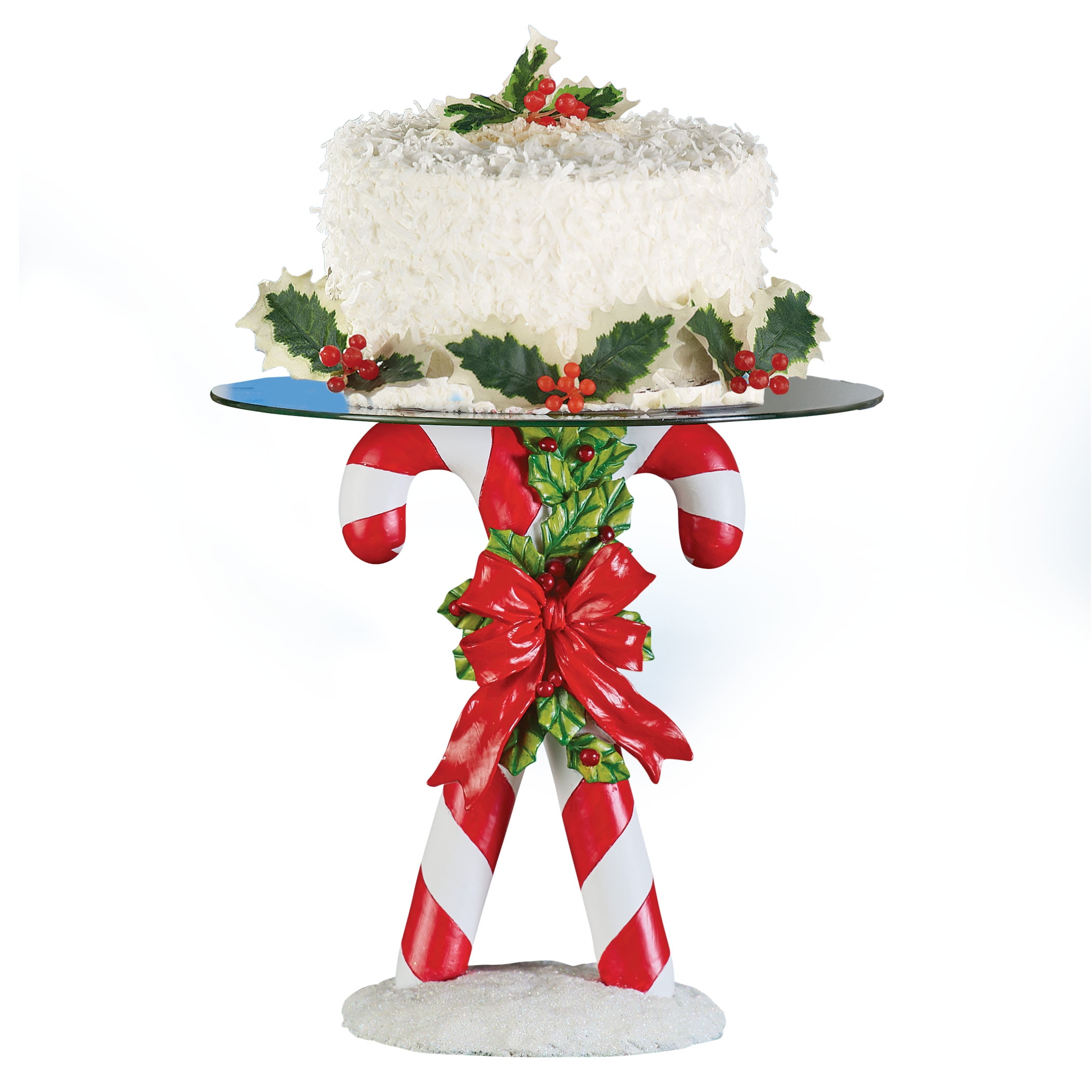 Holiday Cake Plate Stand with Candy Cane Base - Festive Food Display