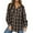 Coffee, variant on Plaid Shirt for Women Oversized Flannel Long Sleeve Shirts Casual Button Down Blouse Tops with Pockets