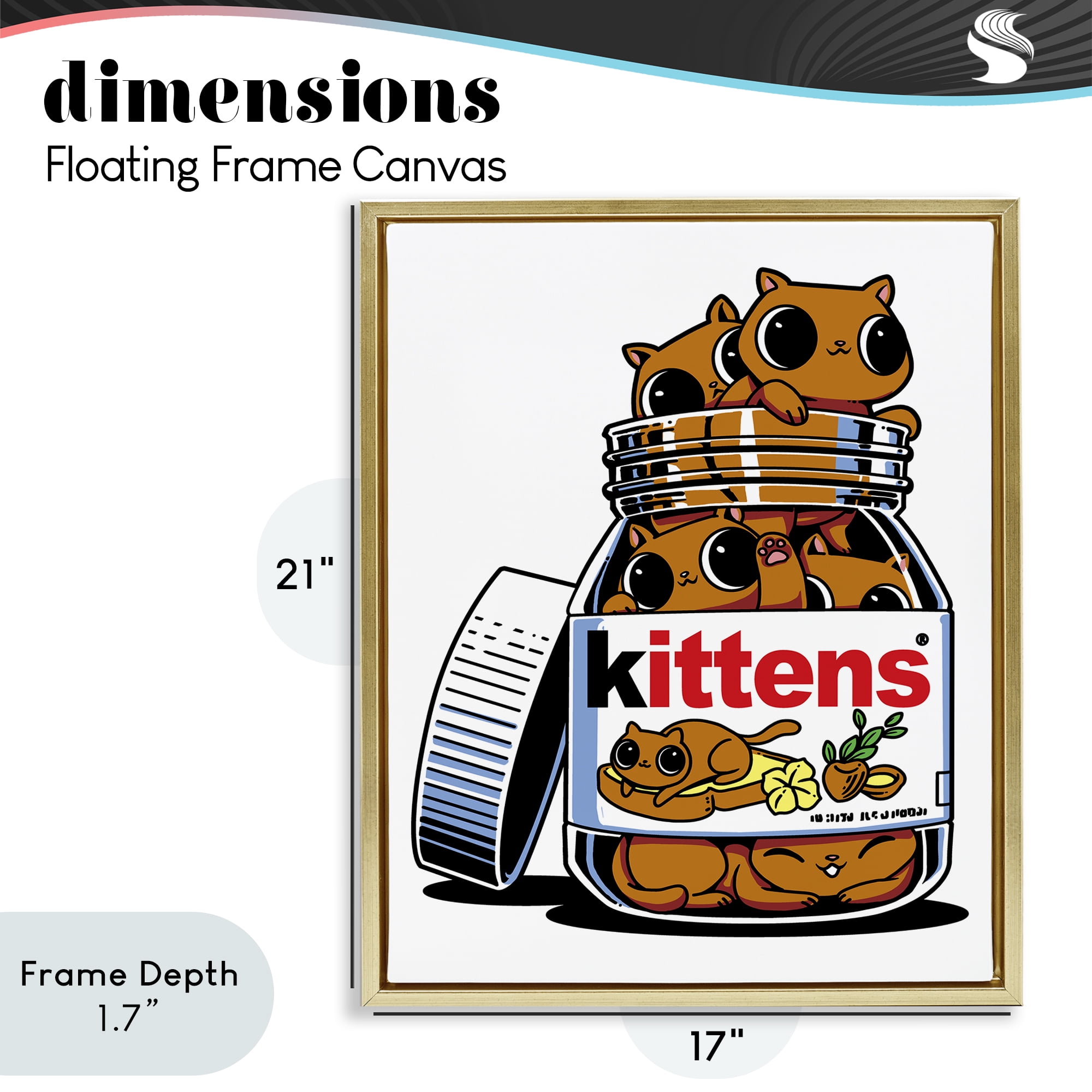 Stupell Industries Hazelnut Spread Cats Gold Framed Floater Canvas Wall Art, design by Tobe Fonseca