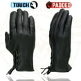 thumbnail image 5 of Milwaukee Leather MG7770 Women's Black Leather ’I - Touchscreen Compatible’ Laced Wrist Motorcycle Hand Gloves W/ Gel Palm Small, 5 of 8