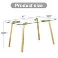 thumbnail image 4 of Modern Minimalist Style Rectangular Glass Dining Table, Tempered Glass Tabletop and Golden Metal Legs, Suitable for Kitchen, Dining Room, Living Room, 51" * 31.5" * 29.5", 4 of 9