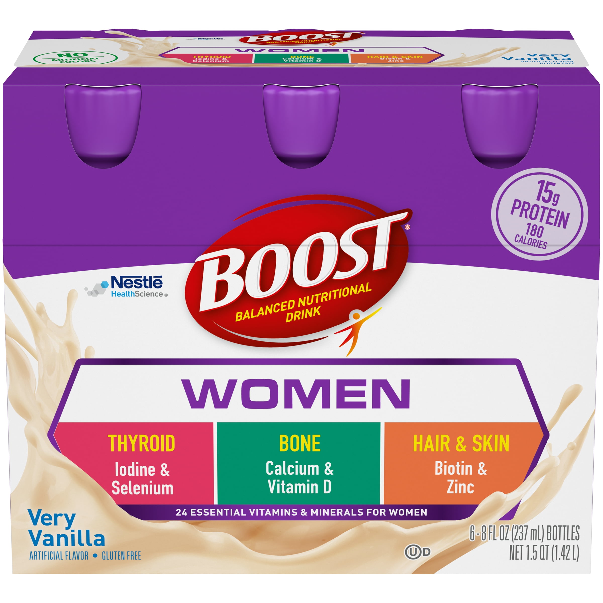 BOOST Women Ready to Drink Nutritional Drink, Very Vanilla Nutritional Shake, 6 - 8 FL OZ Bottles