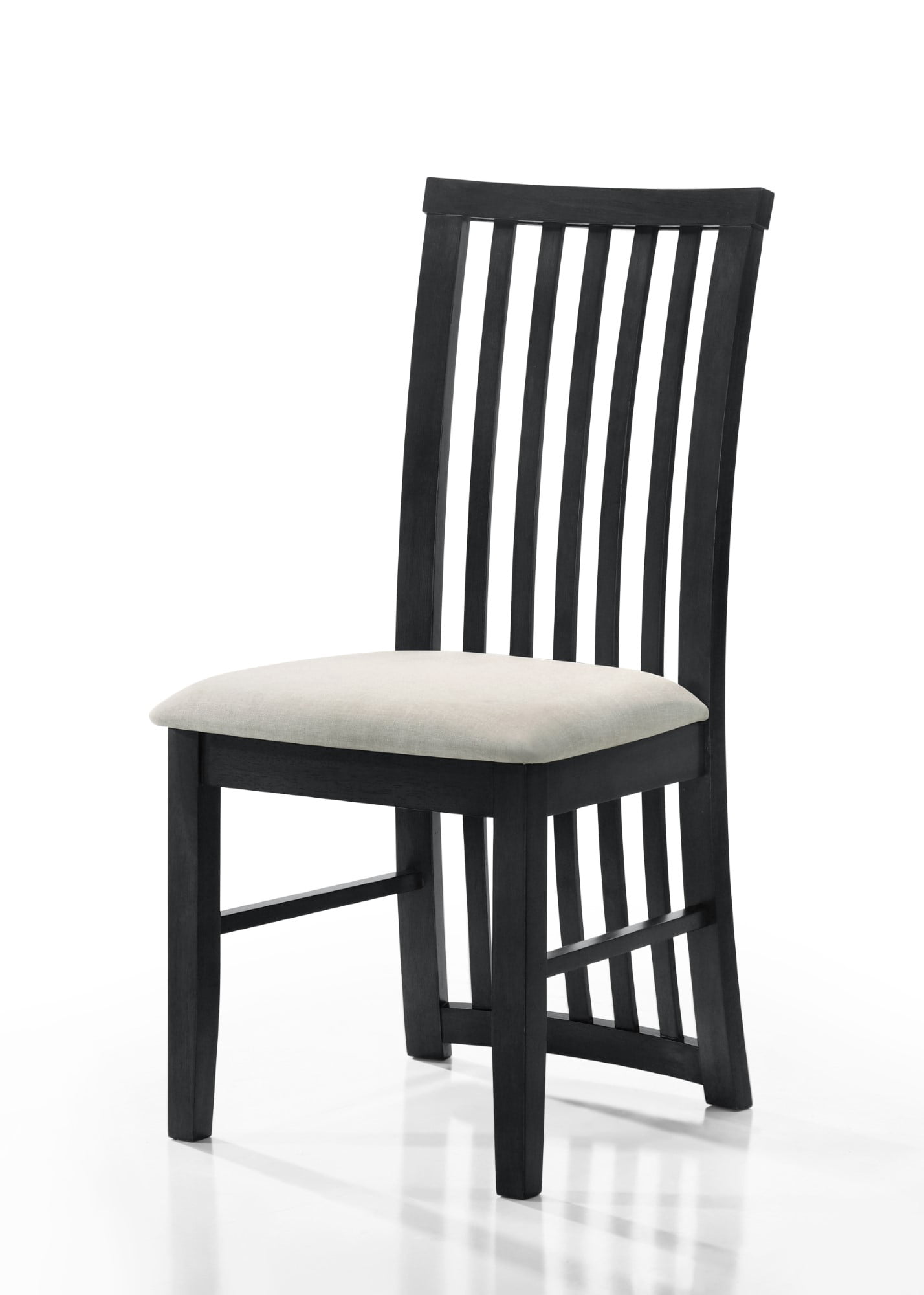 Home Design Osaka Dining Chair Set of 6, Warm Gray/Black, Slatted Back, Padded Seat, Solid Wood Frame, Modern Style