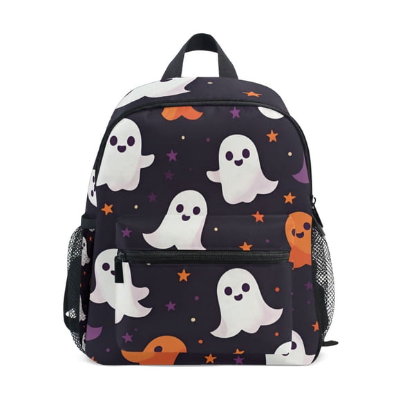 FORMRS School Backpack with Front Zippered Pocket 12" Elementary Student Travel Daypack, White Halloween Ghosts