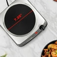 thumbnail image 2 of OVENTE Electric Countertop Single Burner, 1000W Cooktop with 7.25 Inch Cast Iron Hot Plate, 5 Level Temperature Control, Compact Cooking Stove and Easy to Clean Stainless Steel Base, Silver BGS101S, 2 of 8