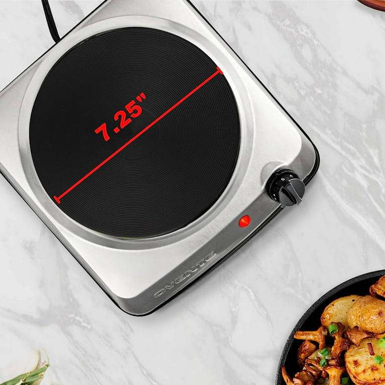 Ovente Electric Ceramic Single Induction Cooktop Burner 7.3 Inch Portable  Hot Plate 1800 Watt with 8 Temperature Settings 5 Timer Levels, LED Digital  Display Panel & Auto Shutoff Function, Black BG61B 
