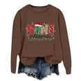thumbnail image 4 of FYEGRE Chandail Sans Capuche pour Femmes, Col Rond, Manches Longues, Doux, Décontracté, Athlétique, Confortable, pour les Vacances, Café m, 4 of 4